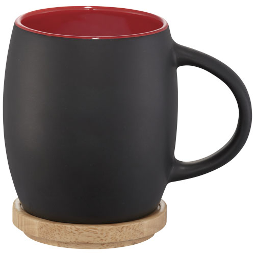 Mug publicitaire en céramique 400 ml - HEARTH noir / Rouge